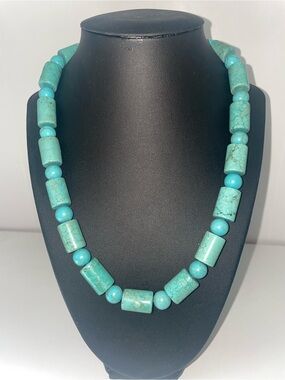Turquoise Bead Necklace - Blue Green Statement Jewelry